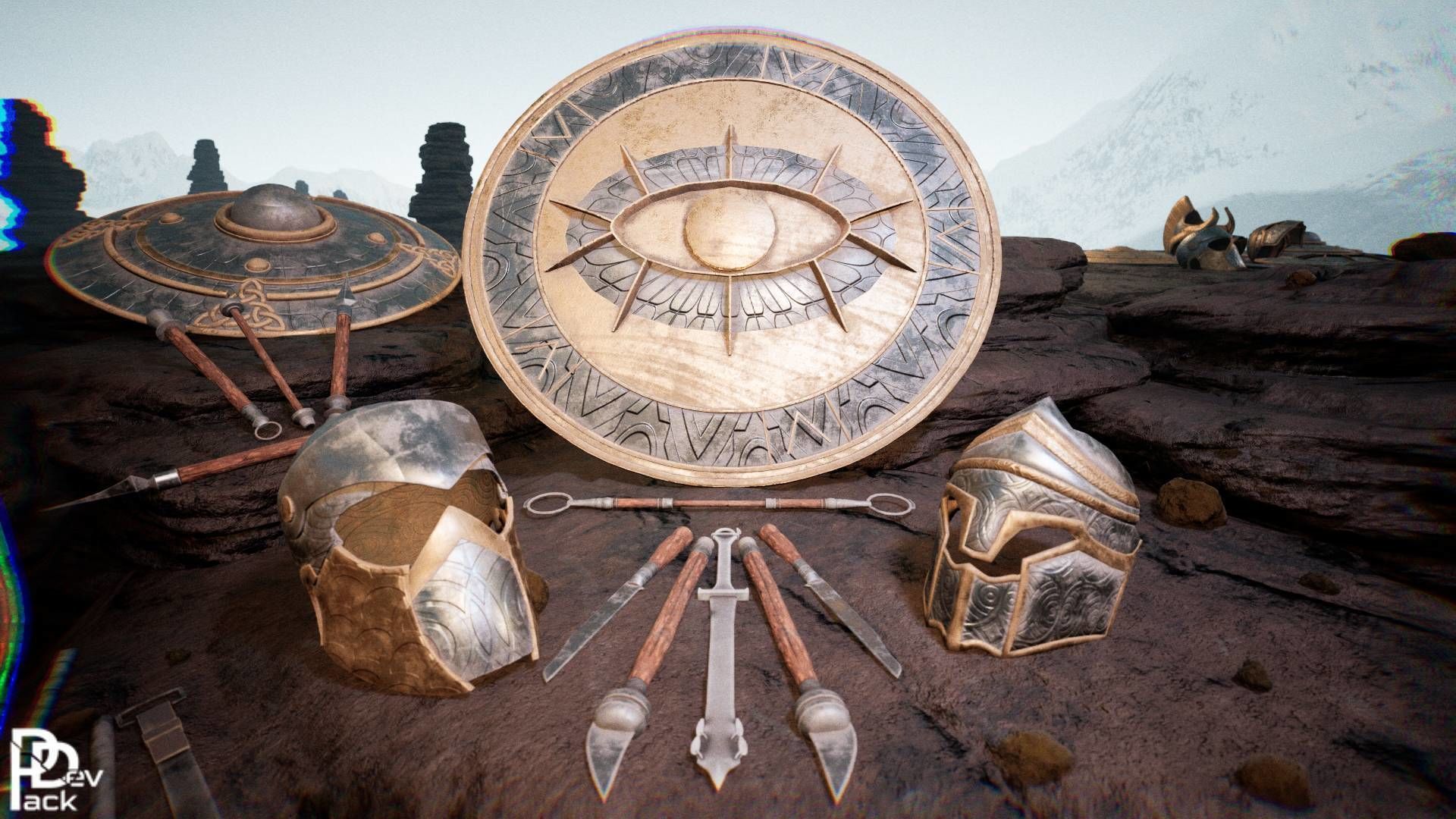 Spartan Weapons V2 23 assets Low-poly 3D model_11