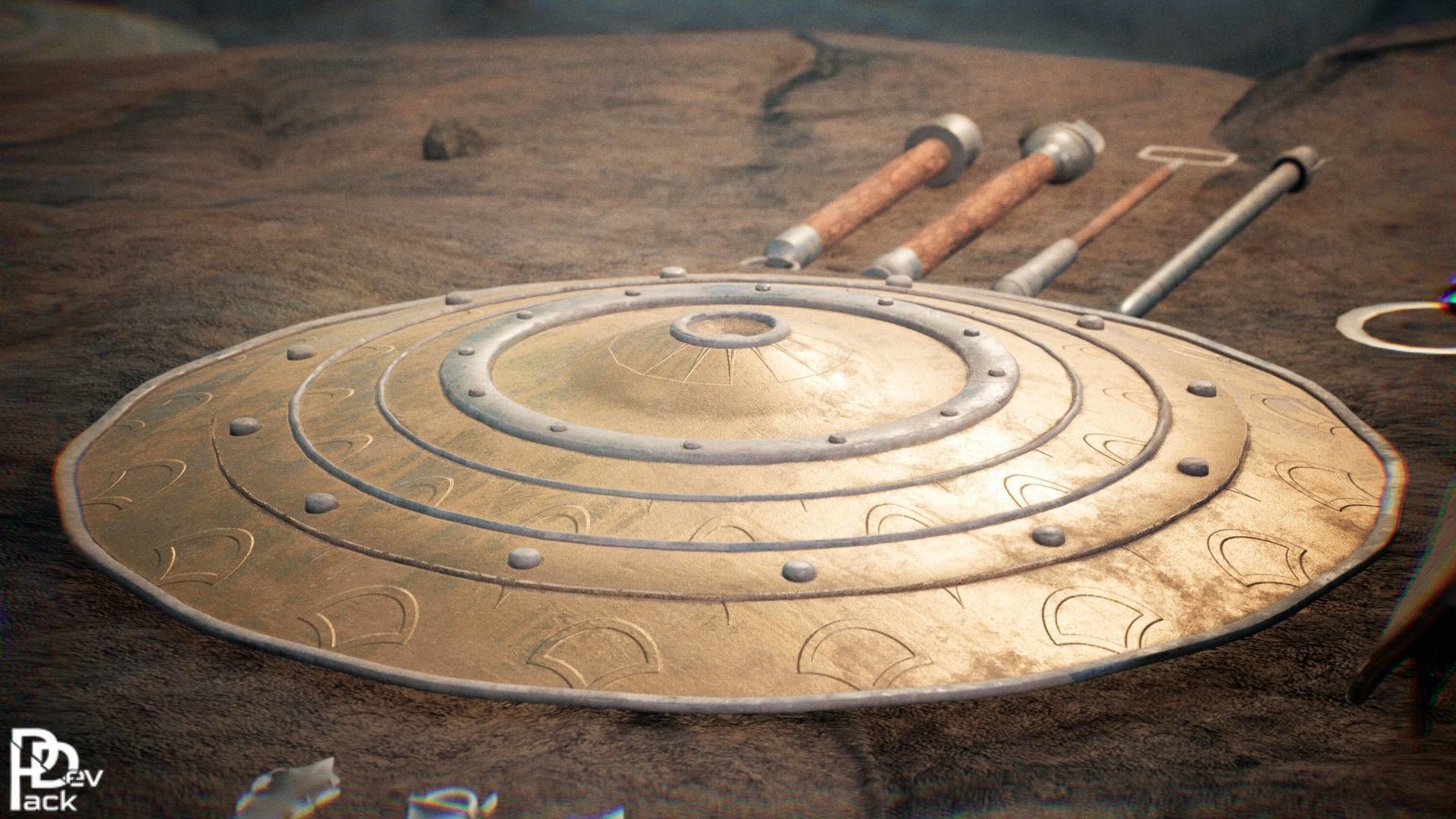 Spartan Weapons V2 23 assets Low-poly 3D model_3