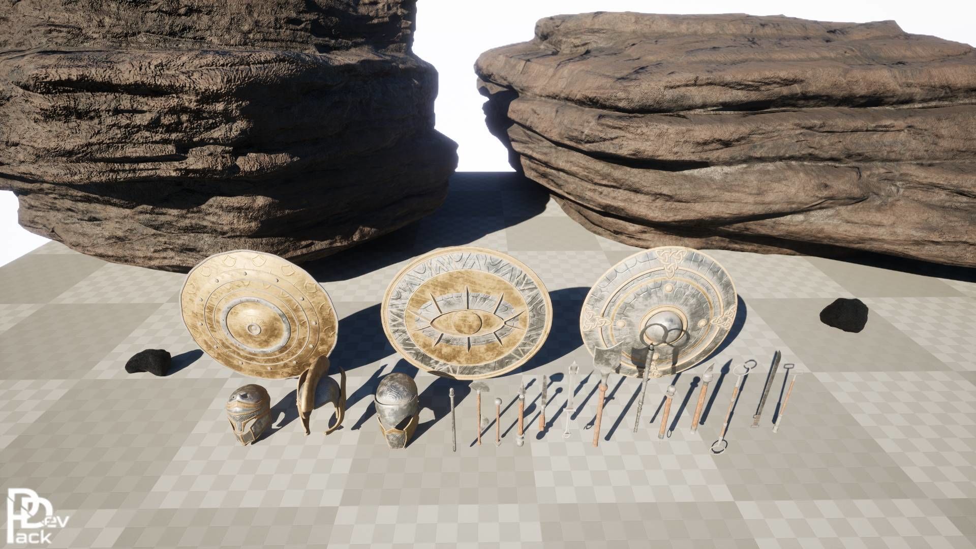 Spartan Weapons V2 23 assets Low-poly 3D model_9