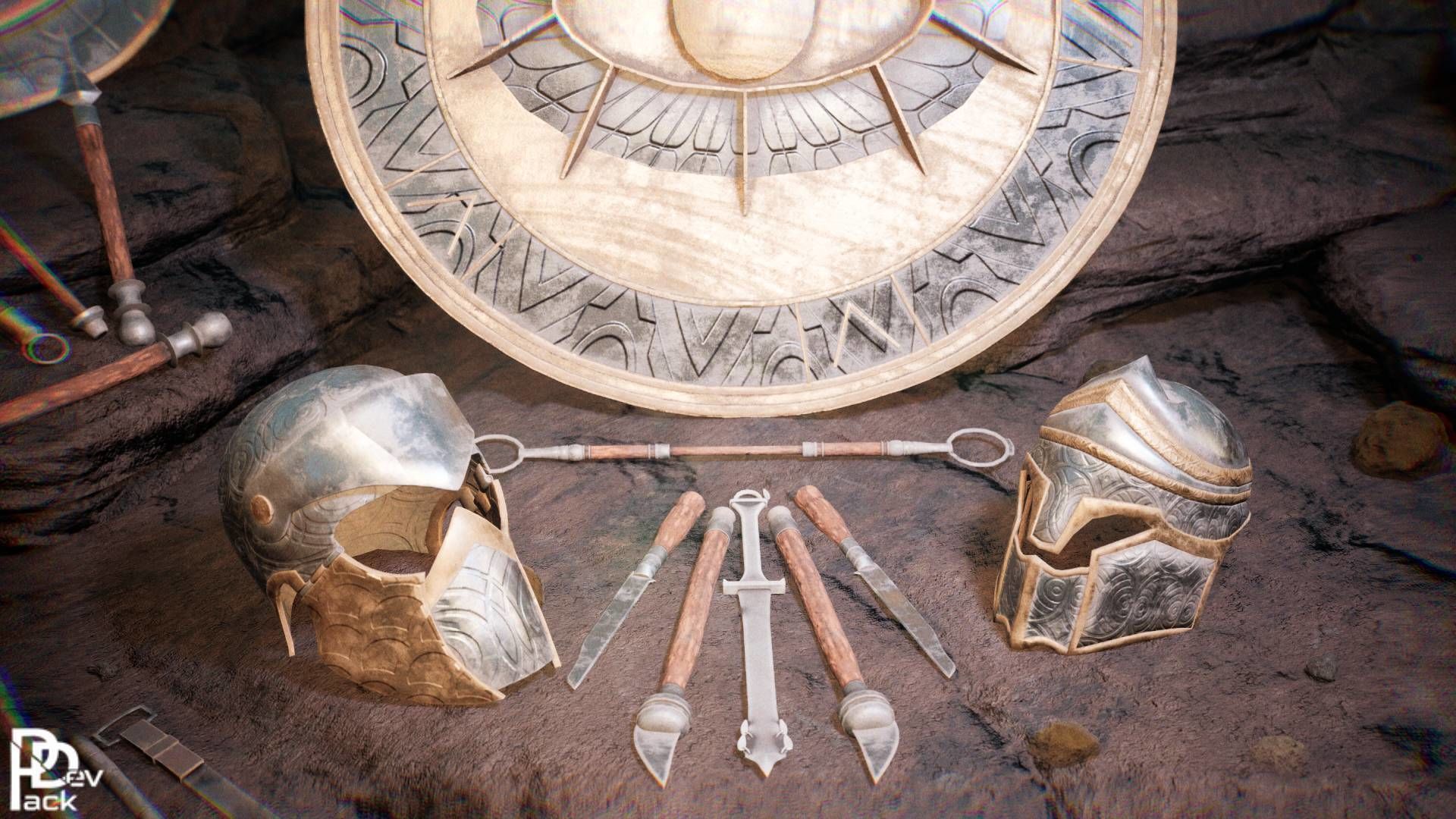 Spartan Weapons V2 23 assets Low-poly 3D model_7