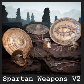 Spartan Weapons V2 23 assets Low-poly 3D model_12