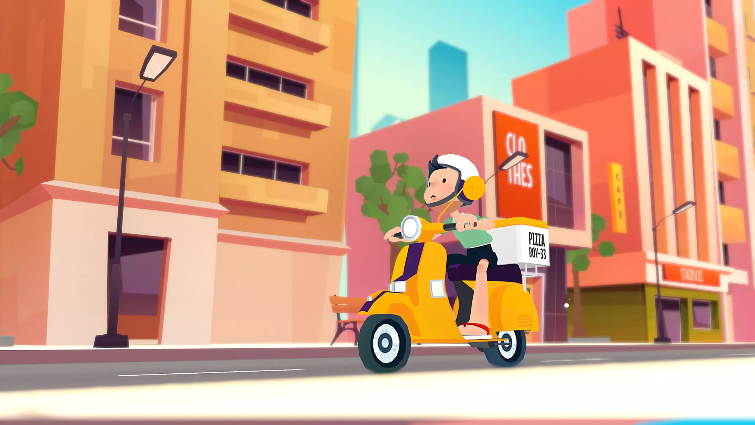 Pizza delivery boy scene city lowpoly pack Low-poly 3D model_0
