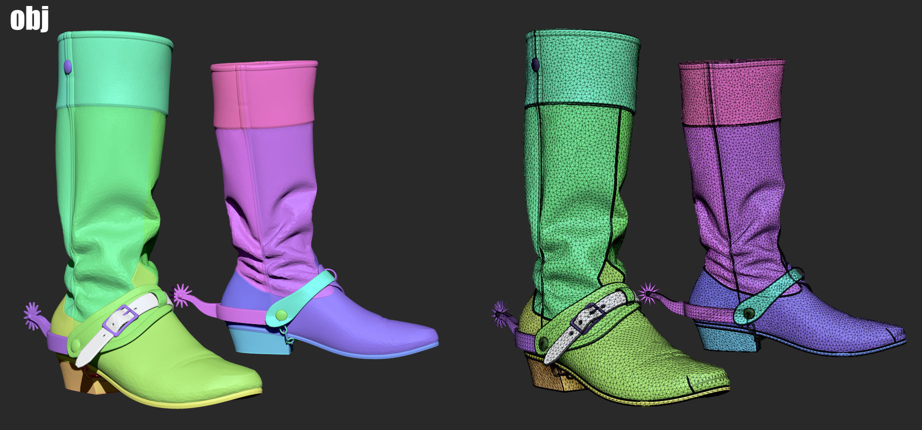 Cowboy accessories - Marvelous Designer project and OBJ 3D model_4