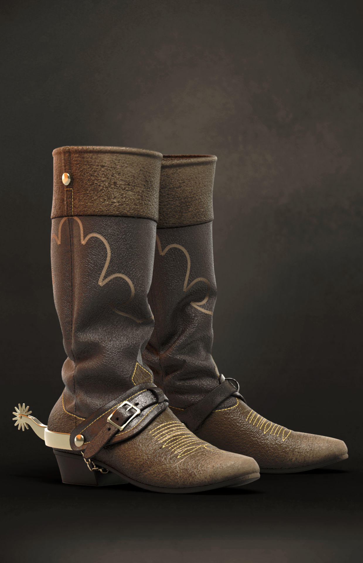 Cowboy accessories - Marvelous Designer project and OBJ 3D model_1