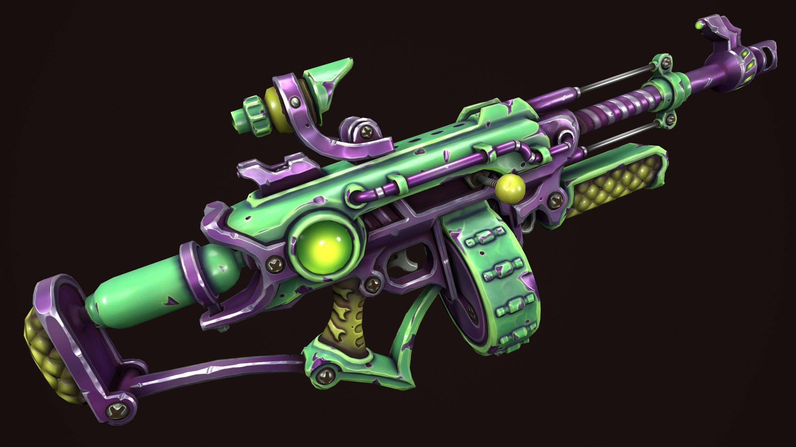 Steampunk assault rifle Low-poly 3D model_4