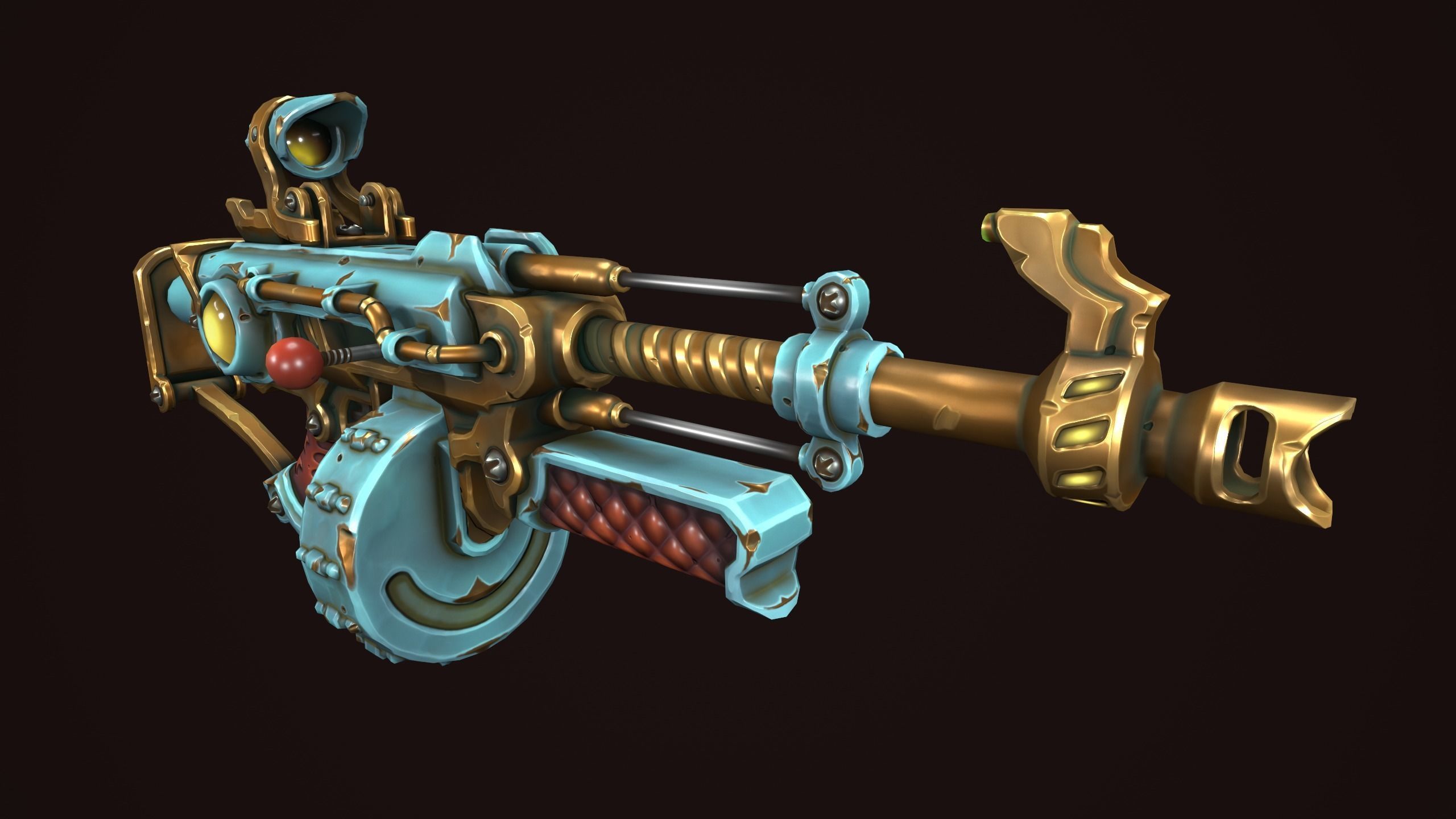 Steampunk assault rifle Low-poly 3D model_10