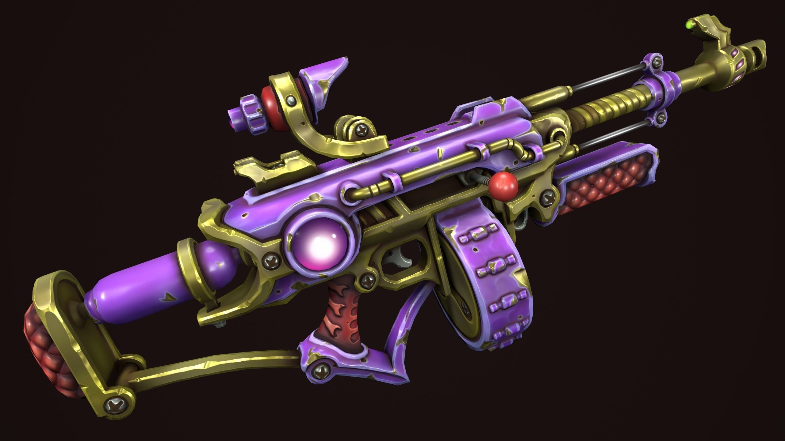 Steampunk assault rifle Low-poly 3D model_7