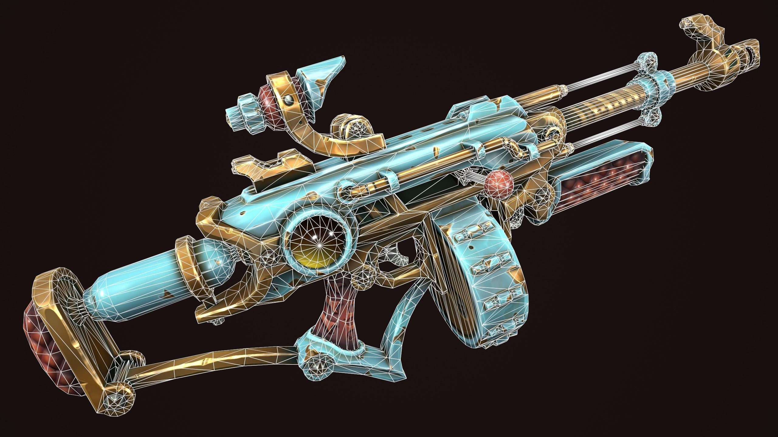 Steampunk assault rifle Low-poly 3D model_1