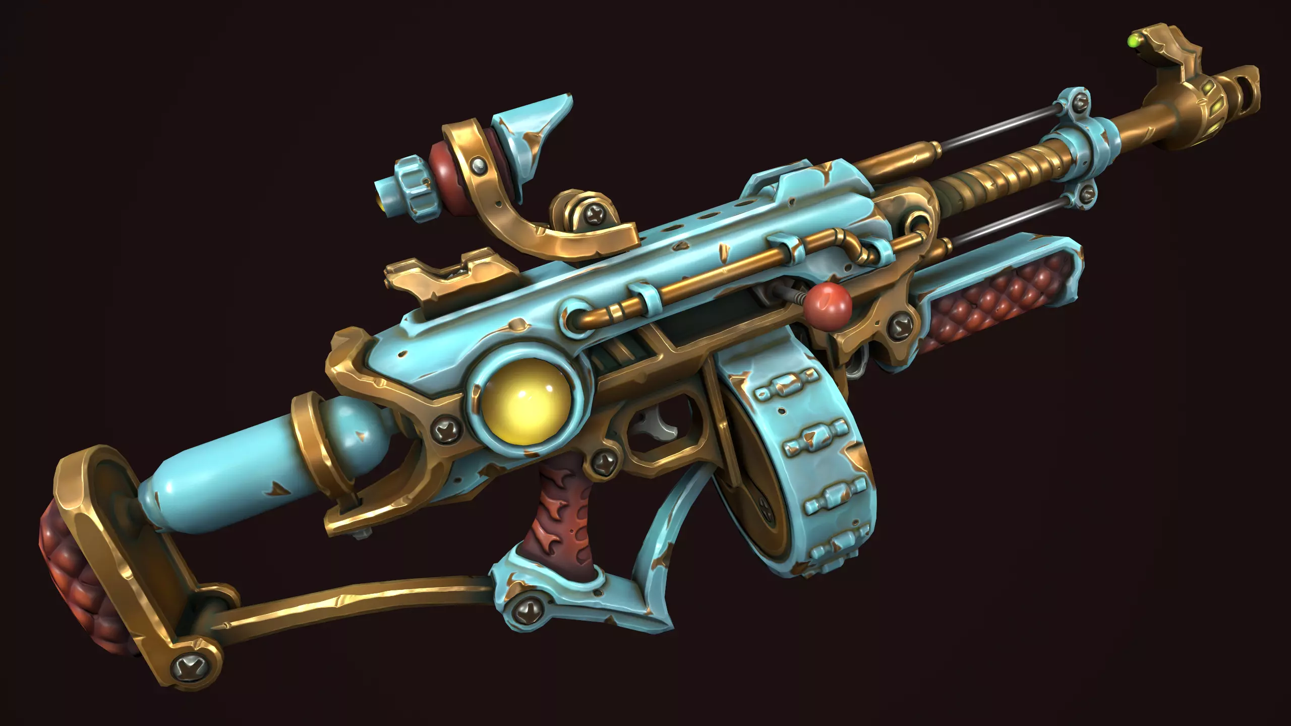 Steampunk assault rifle Low-poly 3D model_0