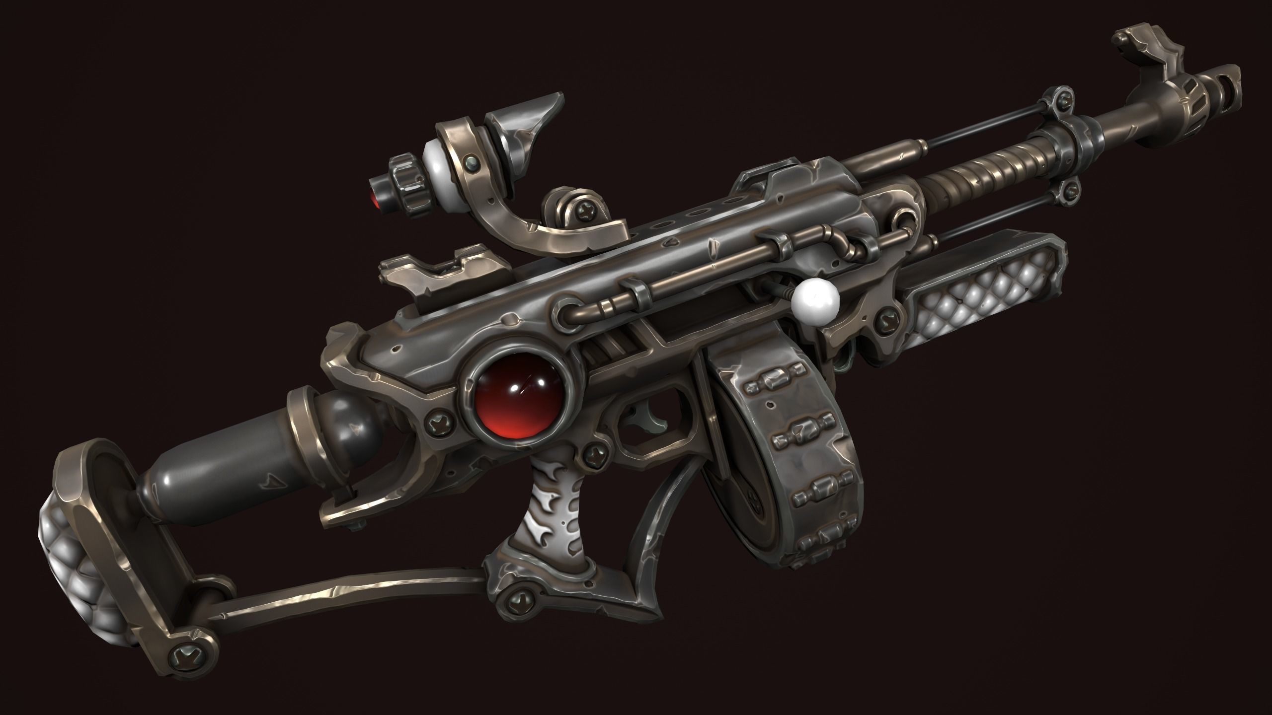 Steampunk assault rifle Low-poly 3D model_9