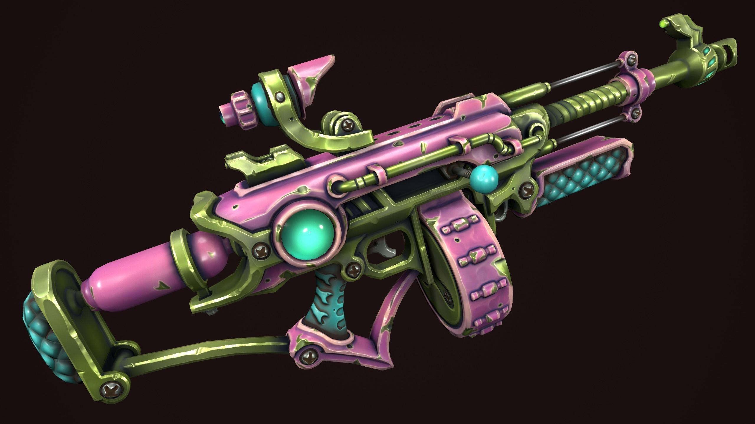 Steampunk assault rifle Low-poly 3D model_6