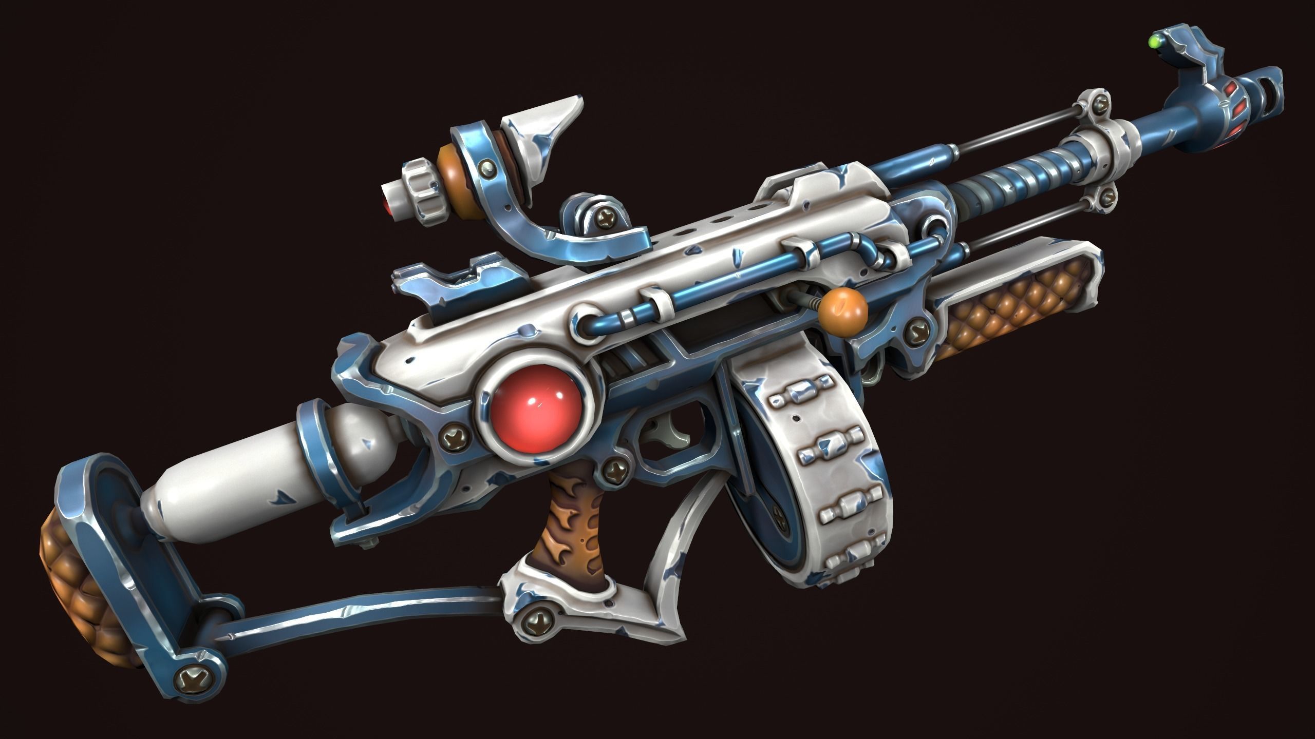 Steampunk assault rifle Low-poly 3D model_8