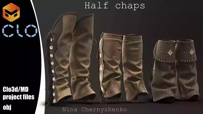 Half chaps - Marvelous Designer project and OBJ