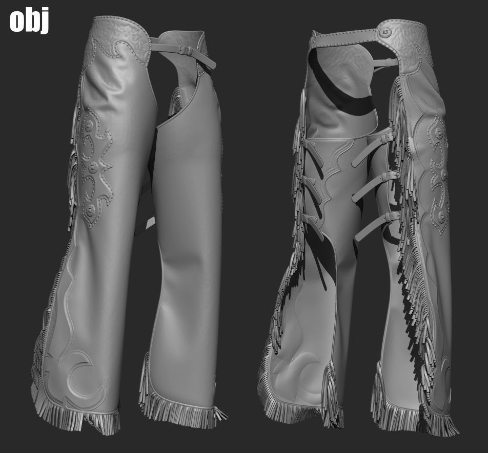 Chaps set 2 - Marvelous Designer project and OBJ 3D model_3