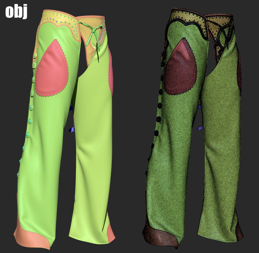 Chaps set 2 - Marvelous Designer project and OBJ 3D model_12