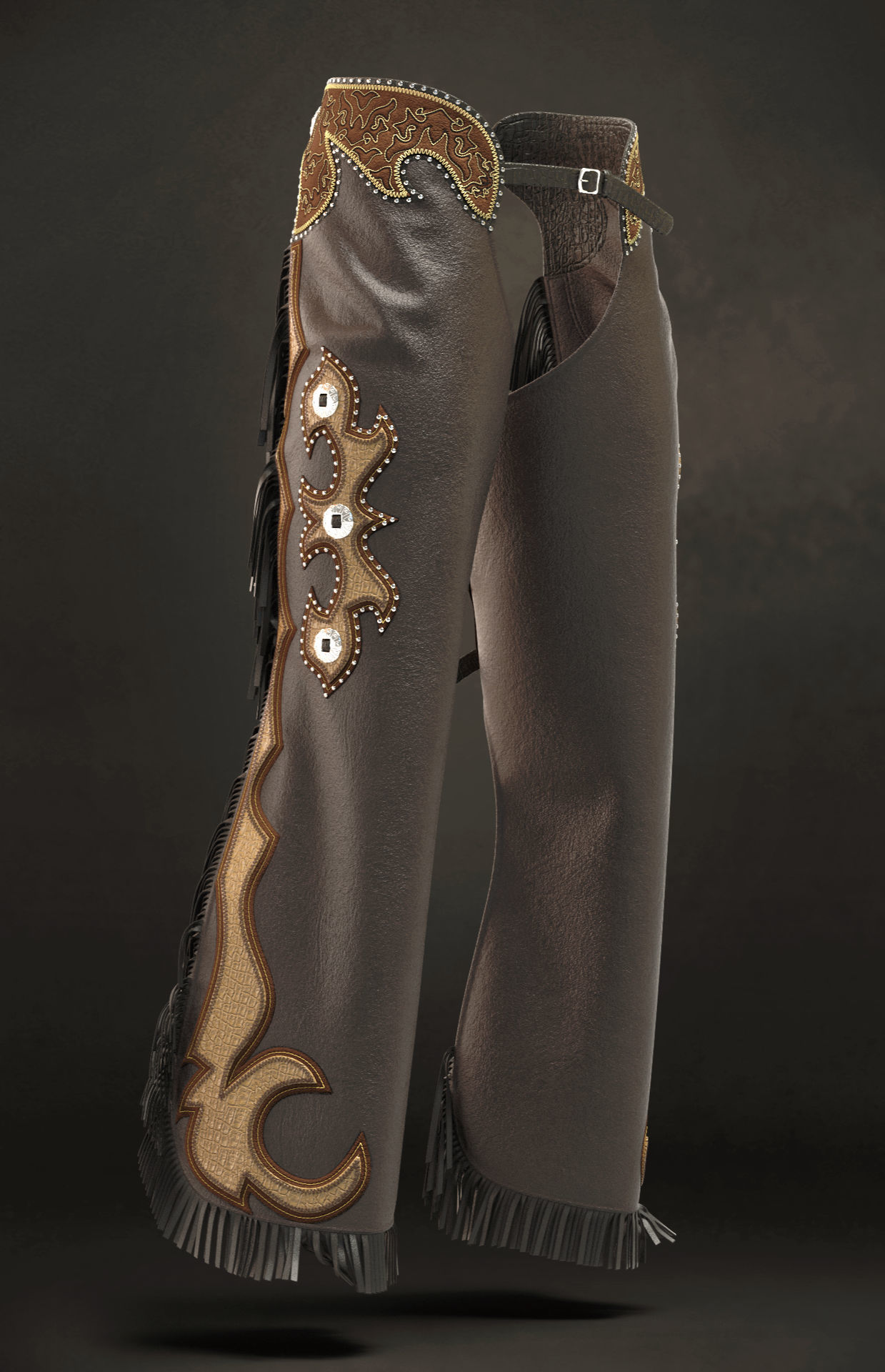 Chaps set 2 - Marvelous Designer project and OBJ 3D model_1
