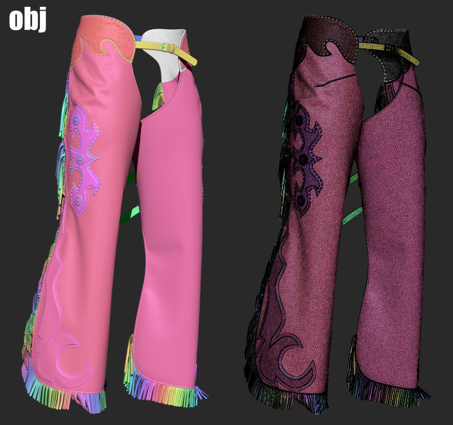 Chaps set 2 - Marvelous Designer project and OBJ 3D model_4
