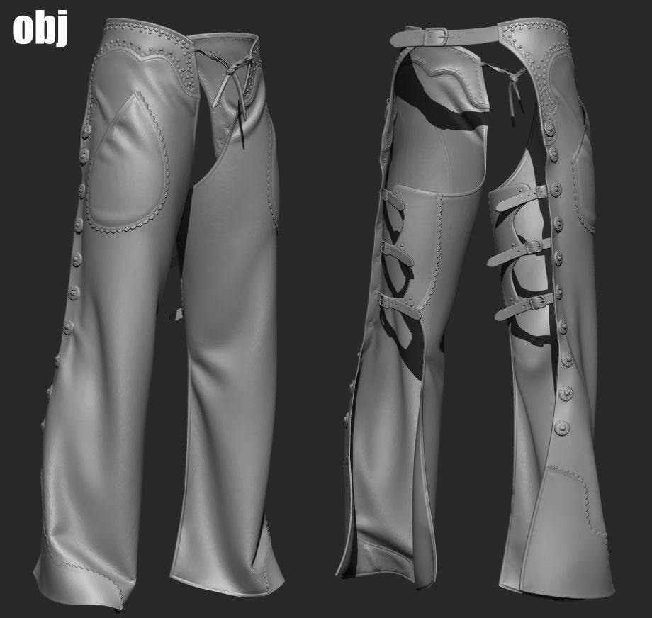 Chaps set 2 - Marvelous Designer project and OBJ 3D model_11