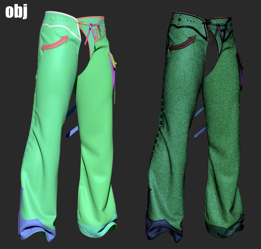 Chaps set 2 - Marvelous Designer project and OBJ 3D model_8