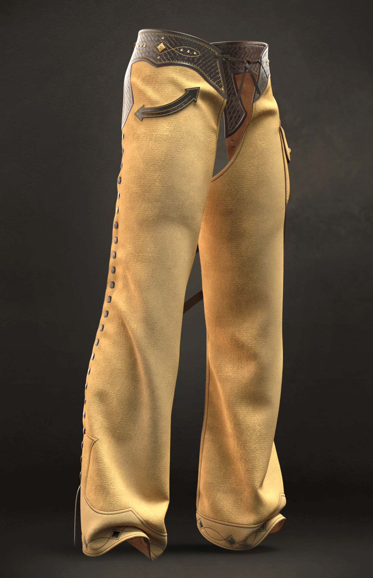 Chaps set 2 - Marvelous Designer project and OBJ 3D model_5