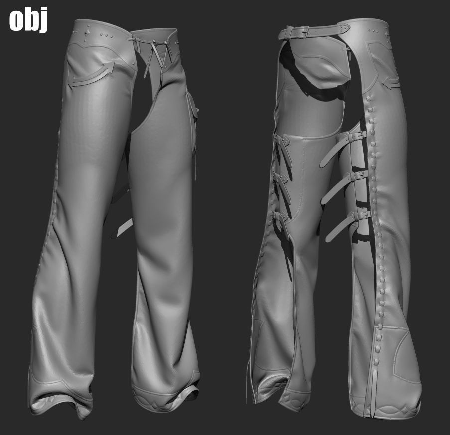 Chaps set 2 - Marvelous Designer project and OBJ 3D model_7