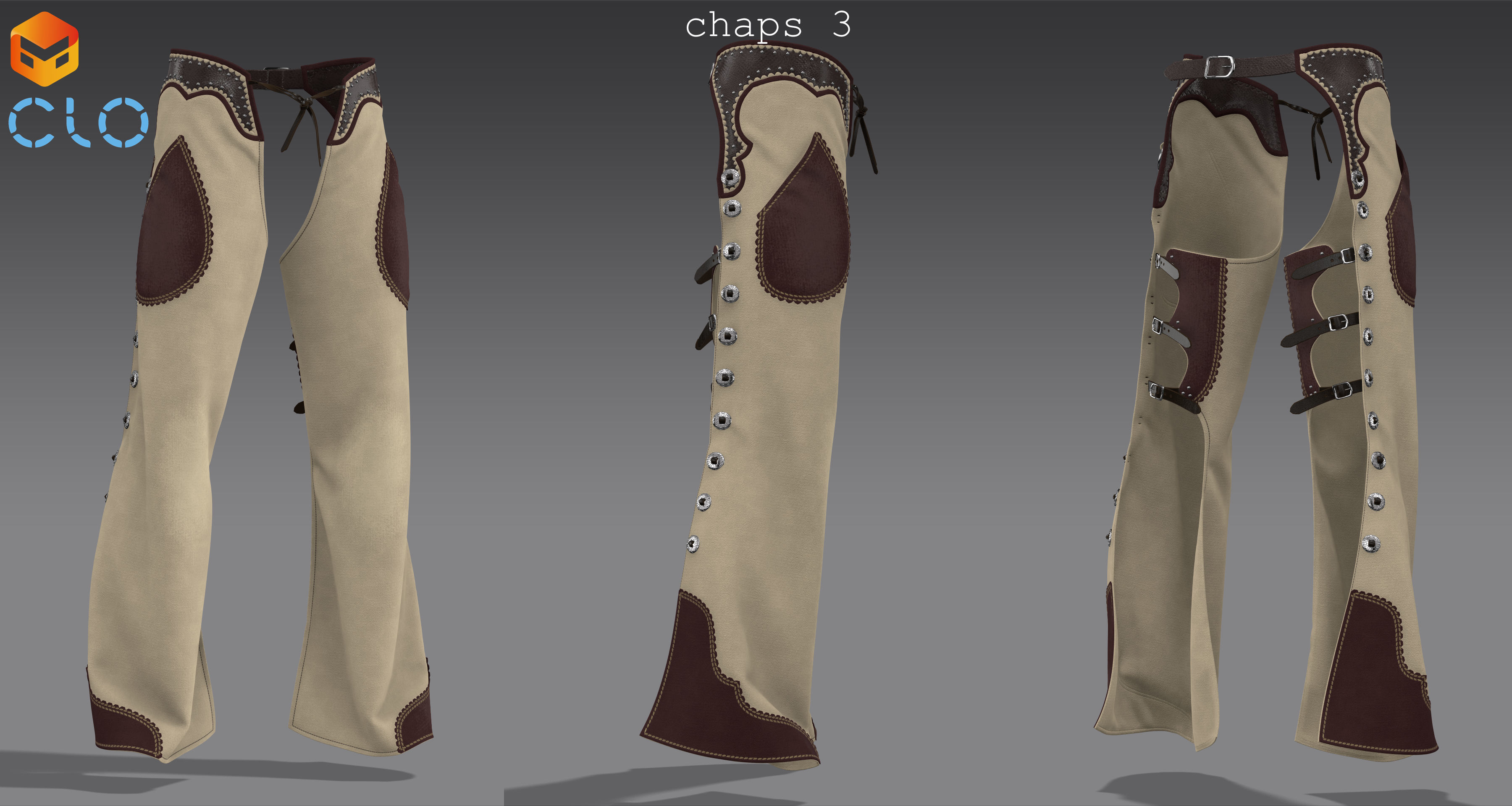 Chaps set 2 - Marvelous Designer project and OBJ 3D model_10