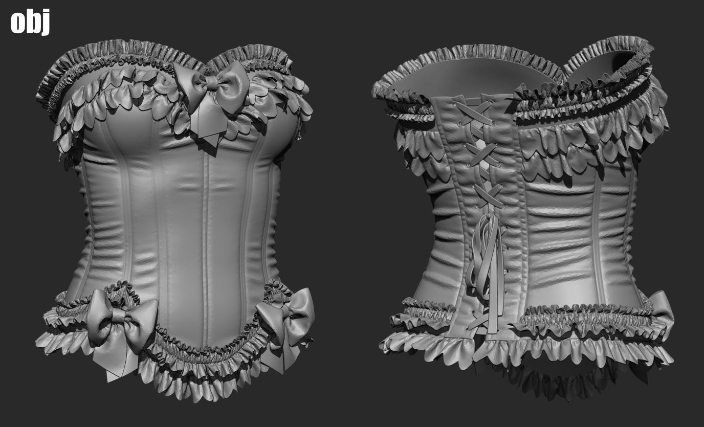 Corsets - set 1 - Marvelous Designer project and OBJ 3D model_7