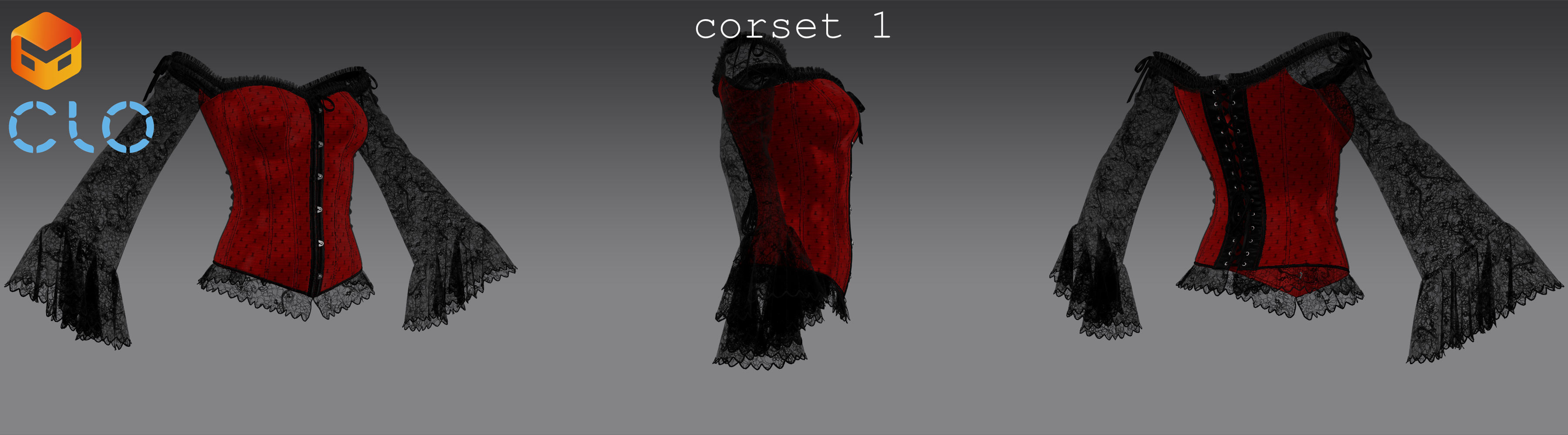 Corsets - set 1 - Marvelous Designer project and OBJ 3D model_2