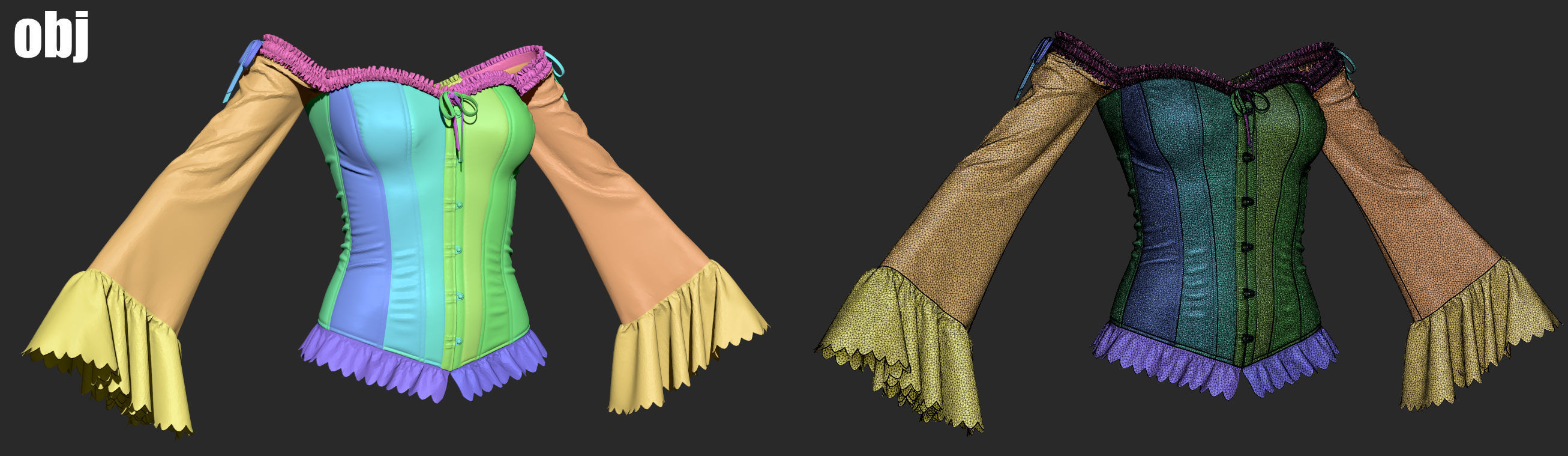 Corsets - set 1 - Marvelous Designer project and OBJ 3D model_4