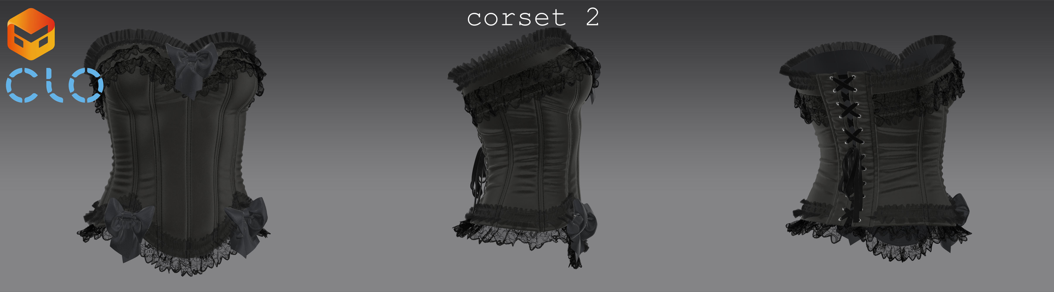 Corsets - set 1 - Marvelous Designer project and OBJ 3D model_6