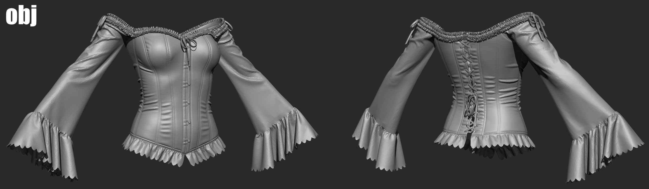 Corsets - set 1 - Marvelous Designer project and OBJ 3D model_3
