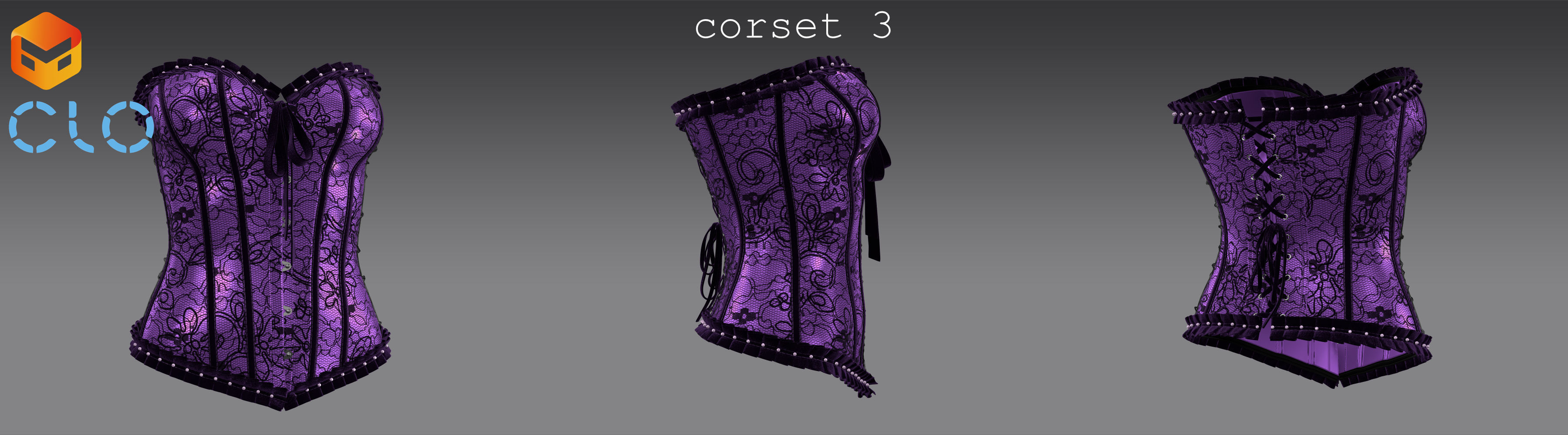 Corsets - set 1 - Marvelous Designer project and OBJ 3D model_10
