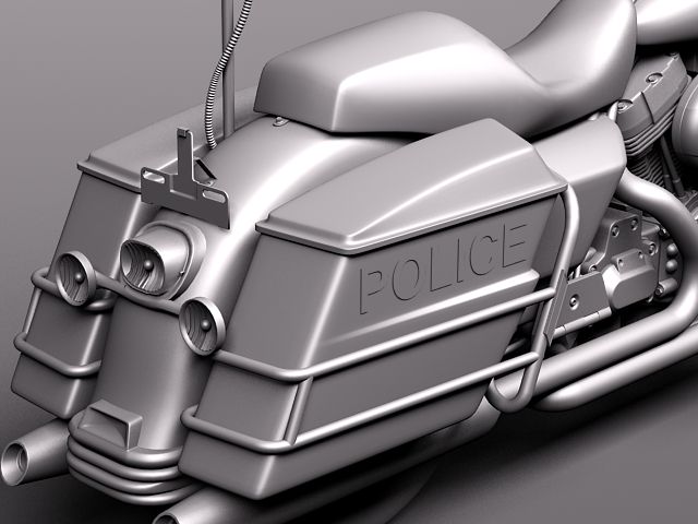 Harley Davidson Road King Classic Police 2011 3D Model 3D model_10