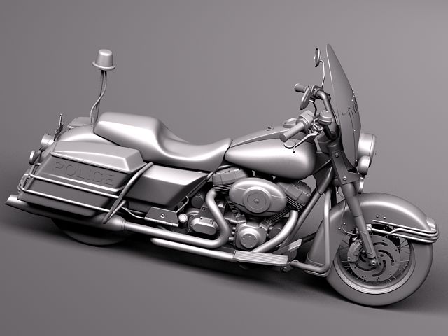 Harley Davidson Road King Classic Police 2011 3D Model 3D model_12