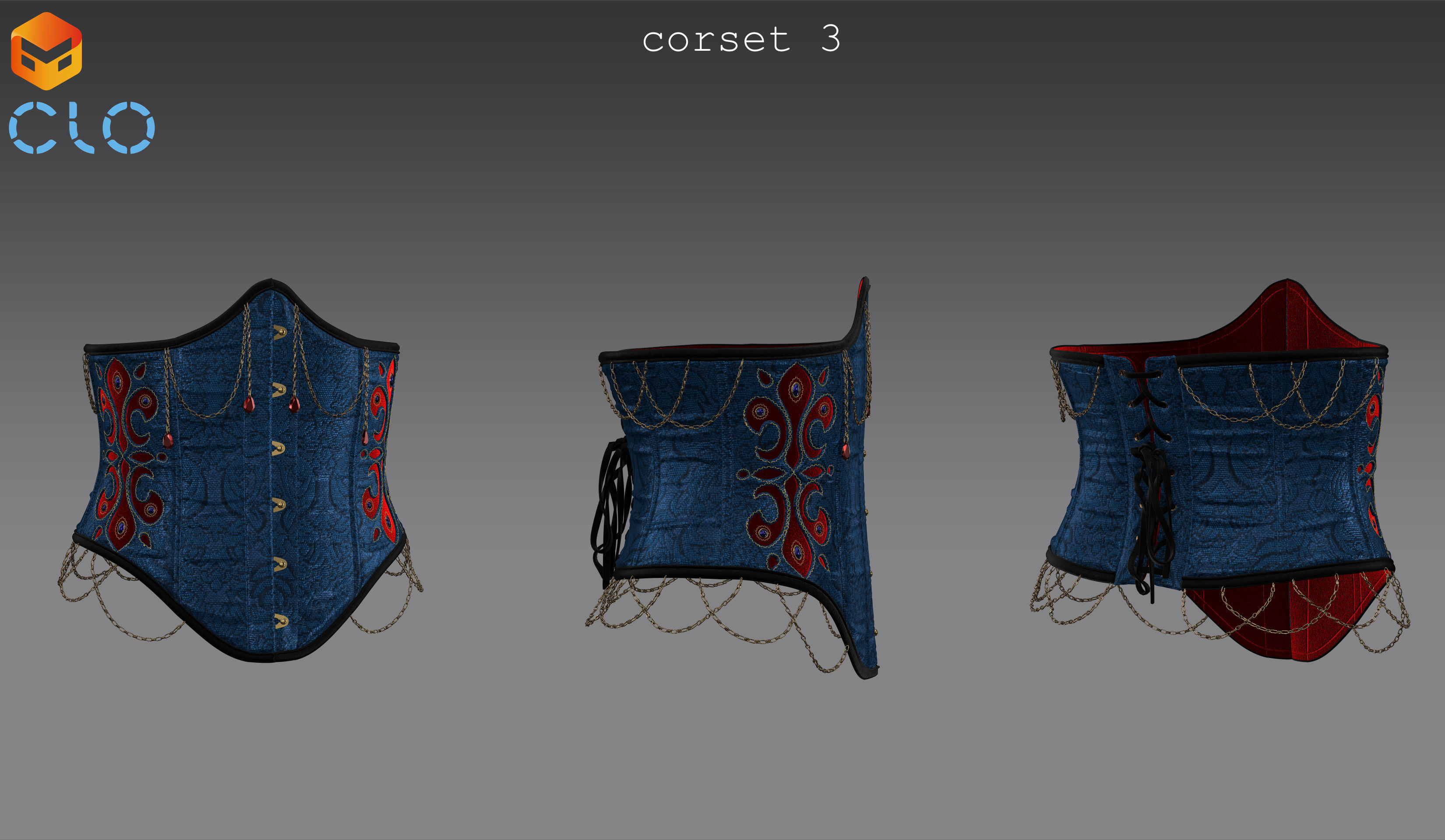 Corsets - set 2 - Marvelous Designer project and OBJ 3D model_10