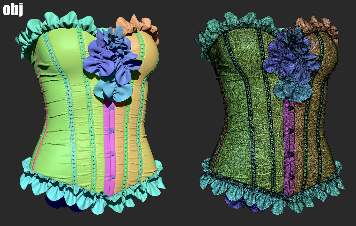 Corsets - set 2 - Marvelous Designer project and OBJ 3D model_4