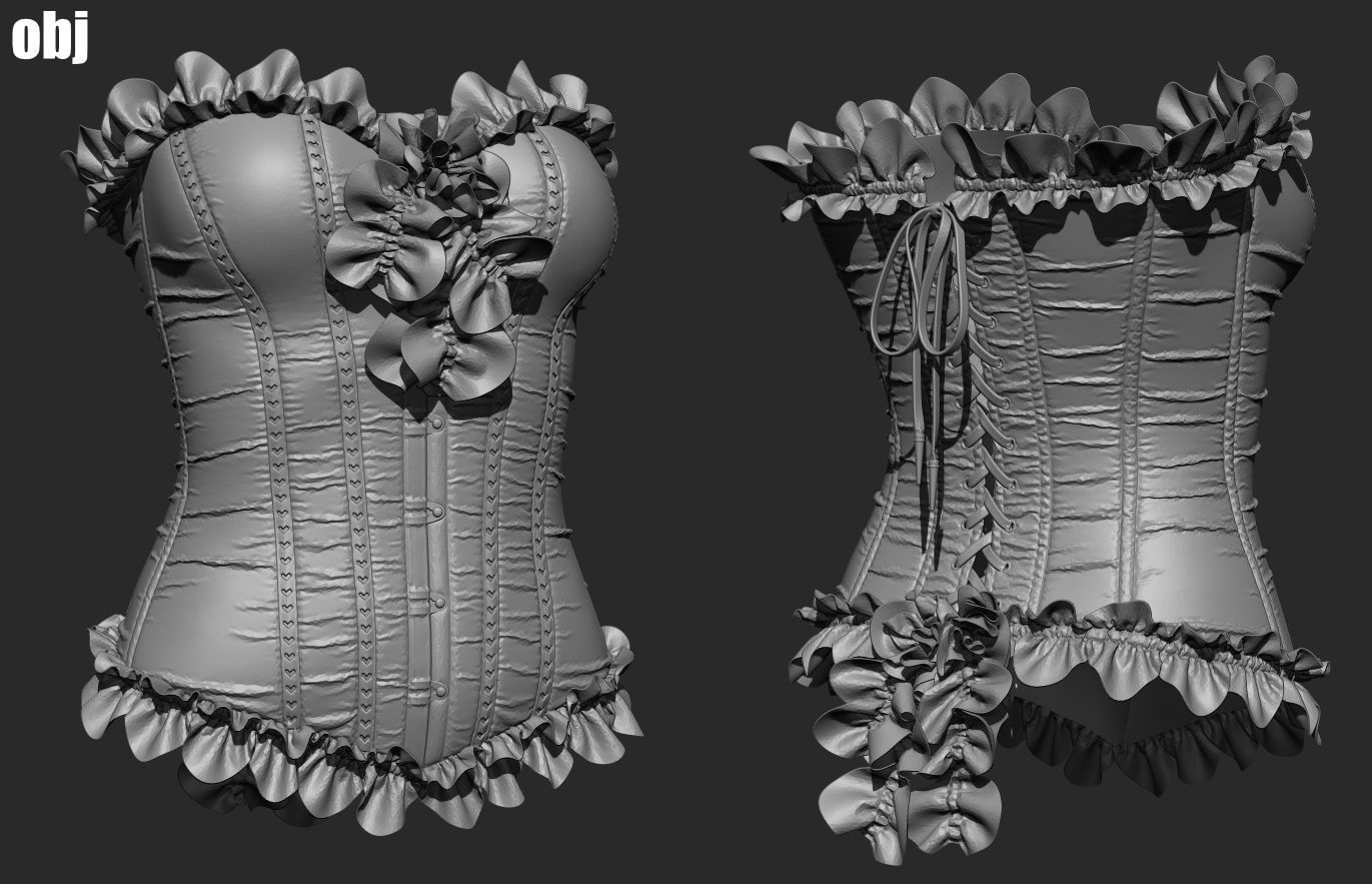 Corsets - set 2 - Marvelous Designer project and OBJ 3D model_3