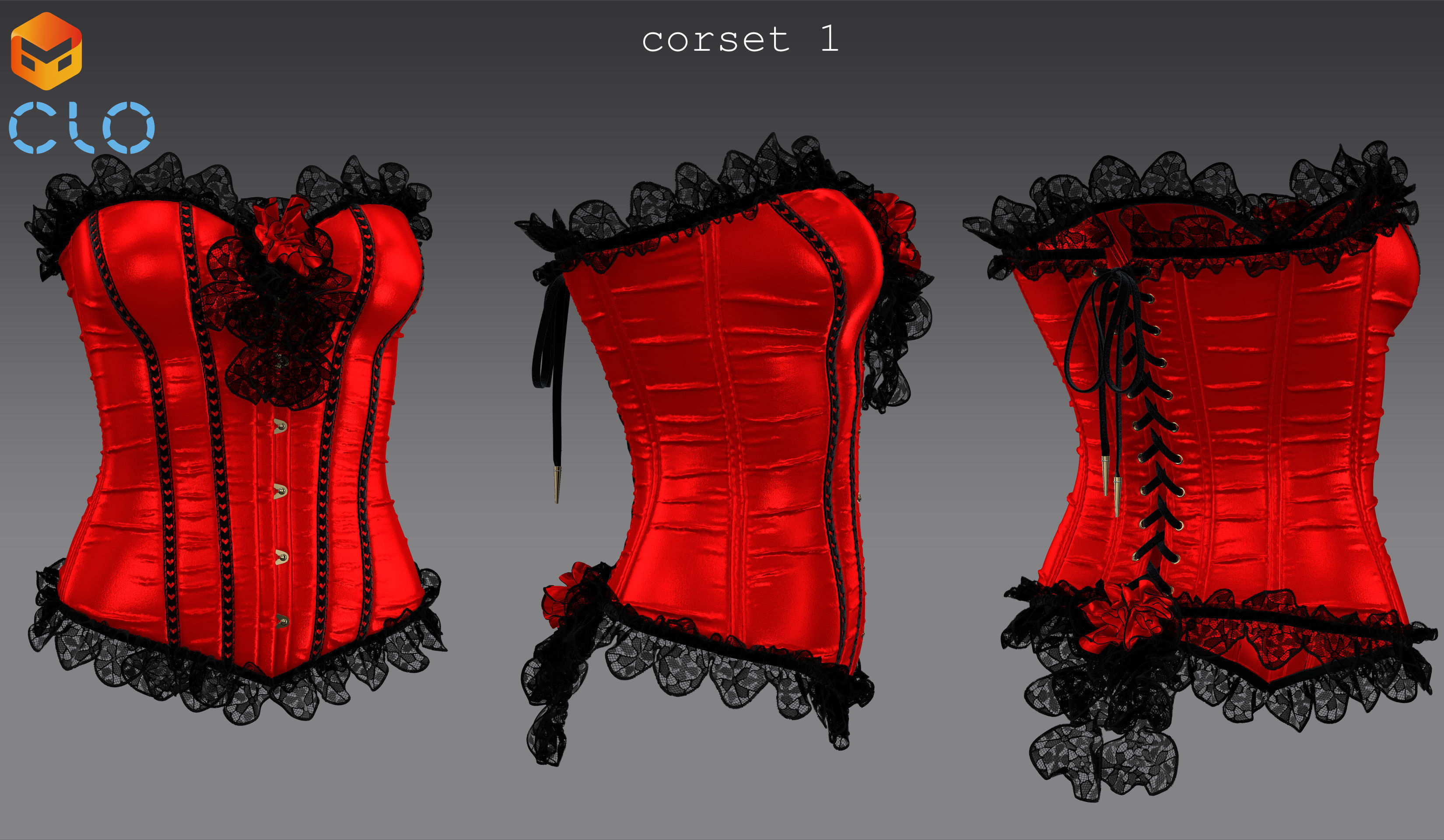 Corsets - set 2 - Marvelous Designer project and OBJ 3D model_2
