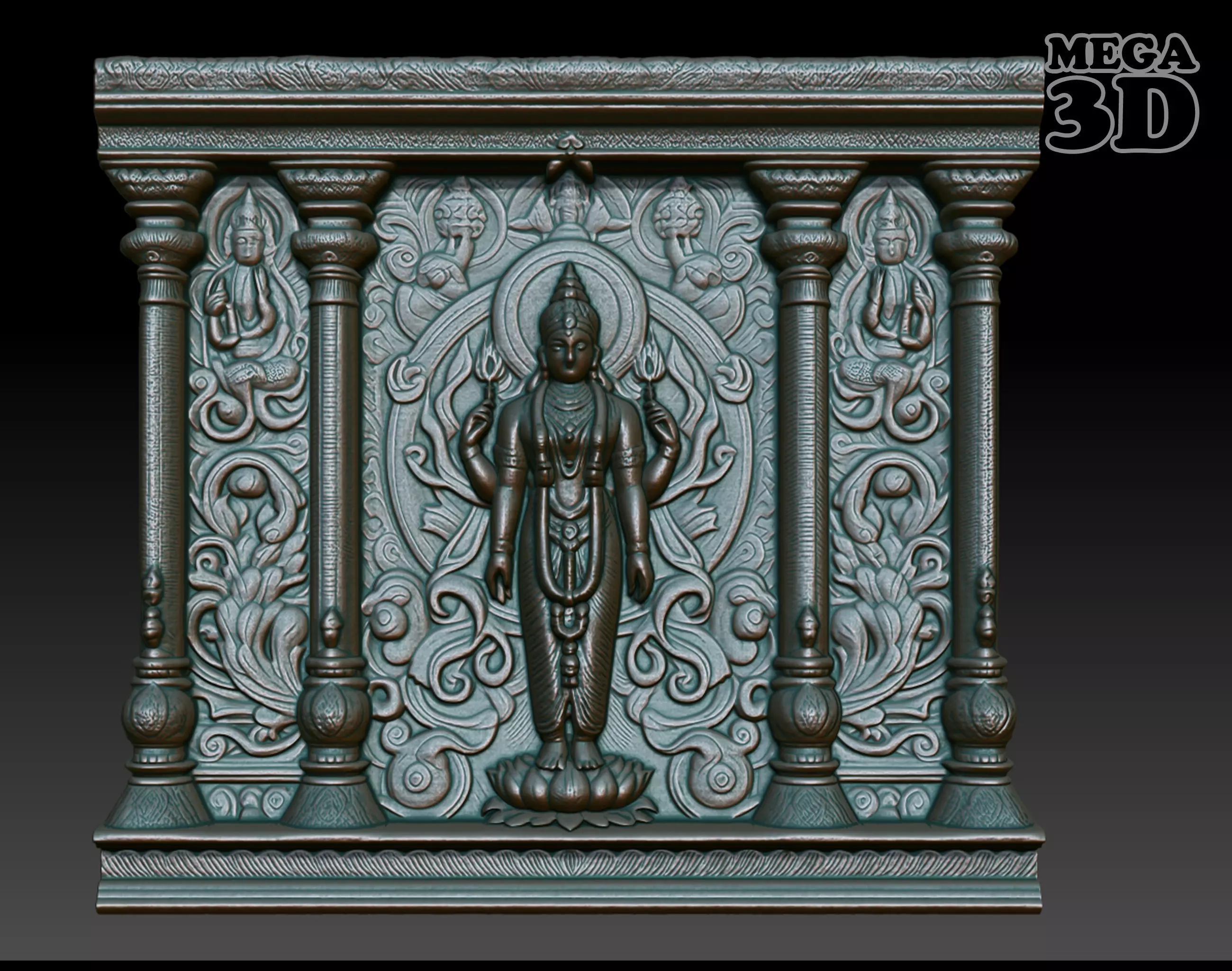 Indian Temple Wall basrelief 24 240619 3D print model_0