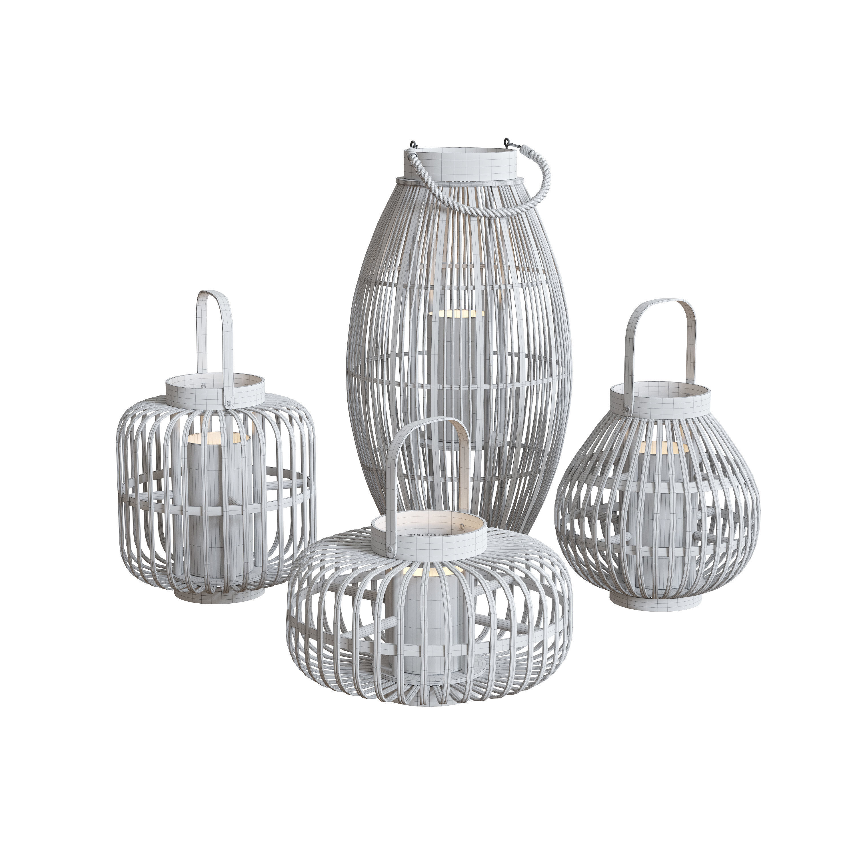 Bamboo Garden Lanterns With Truglow 3D model_7