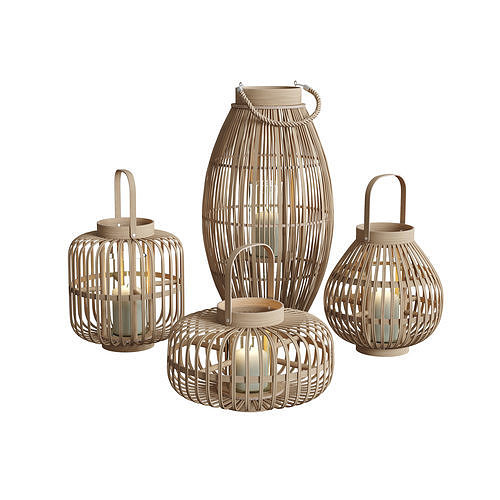 Bamboo Garden Lanterns With Truglow 3D model