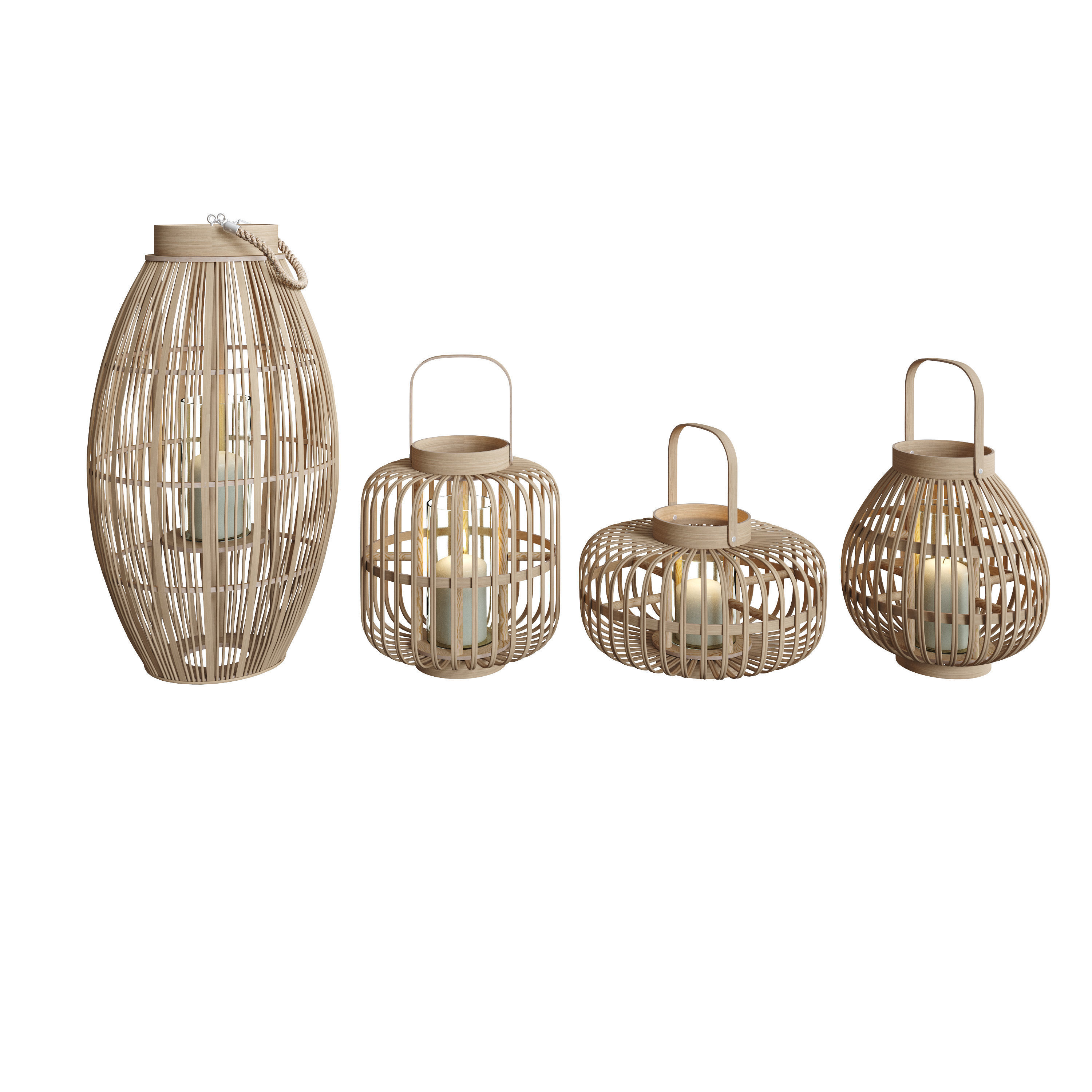 Bamboo Garden Lanterns With Truglow 3D model_2