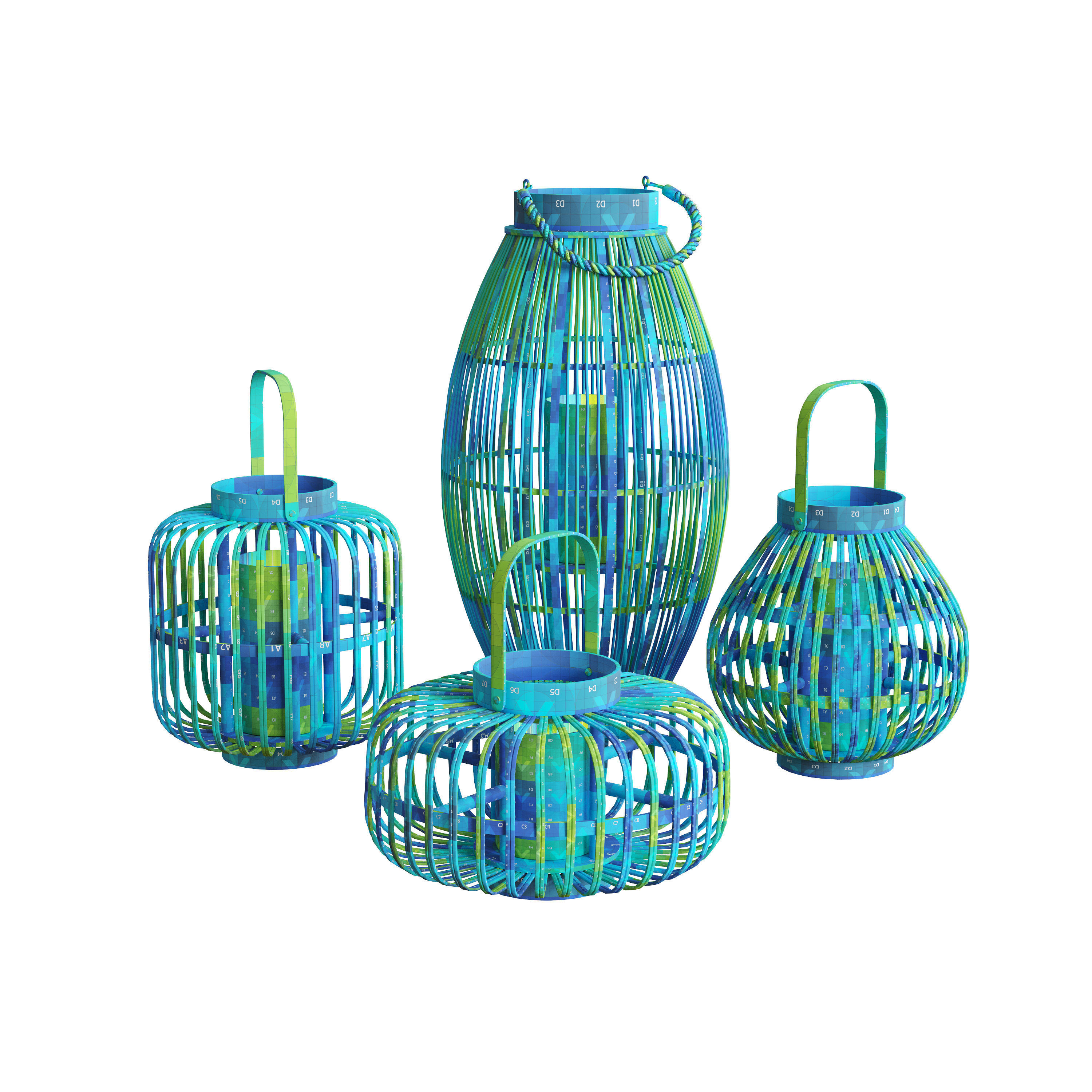 Bamboo Garden Lanterns With Truglow 3D model_8