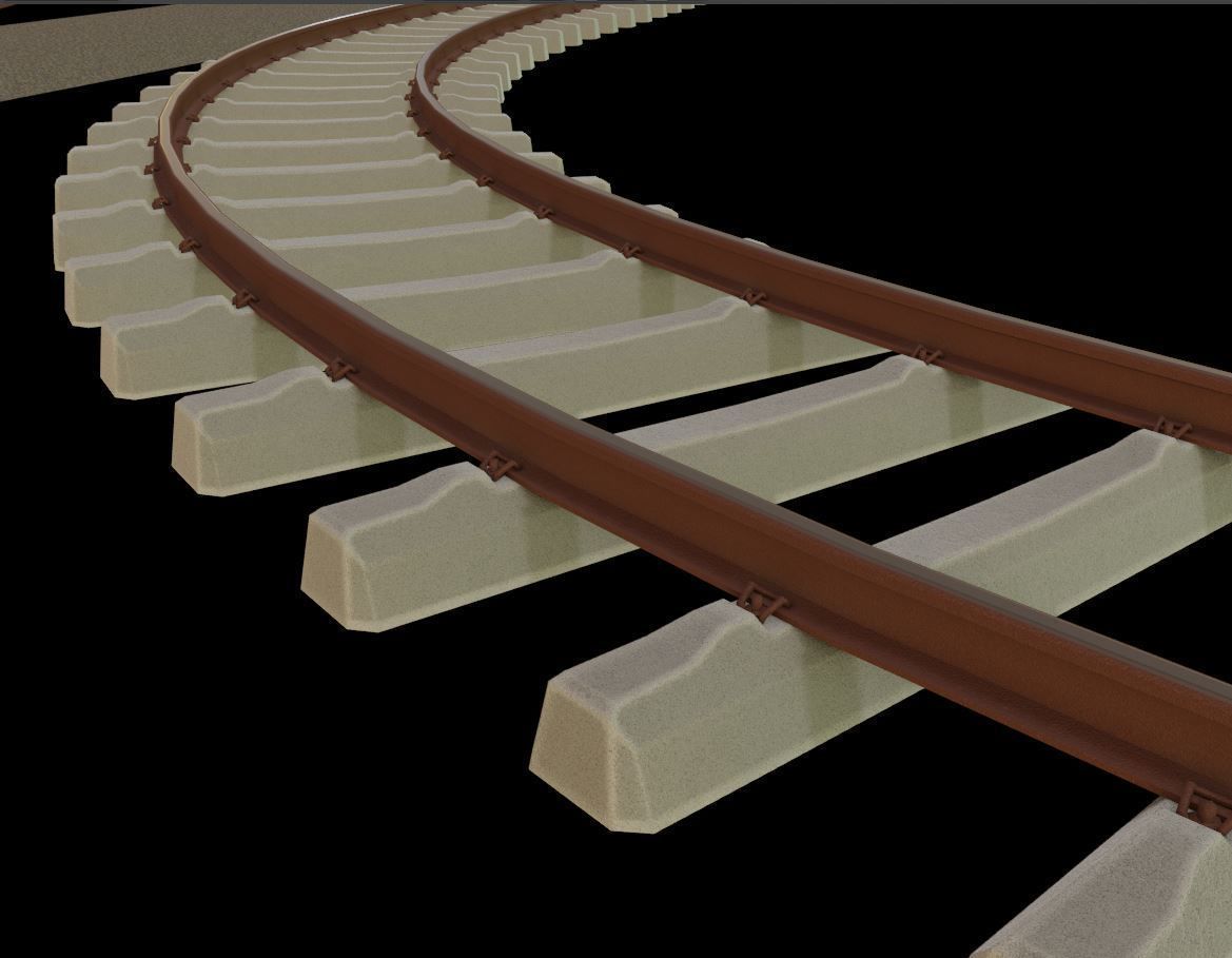 Railway Tracks - Procedural Shader Nodes - Curve-Based Editable 3D model_16