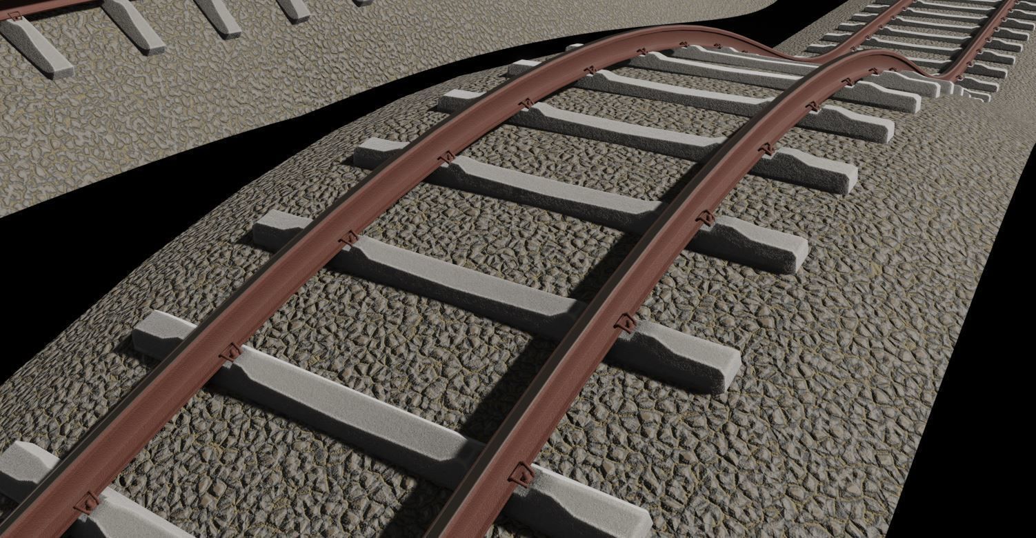 Railway Tracks - Procedural Shader Nodes - Curve-Based Editable 3D model_18