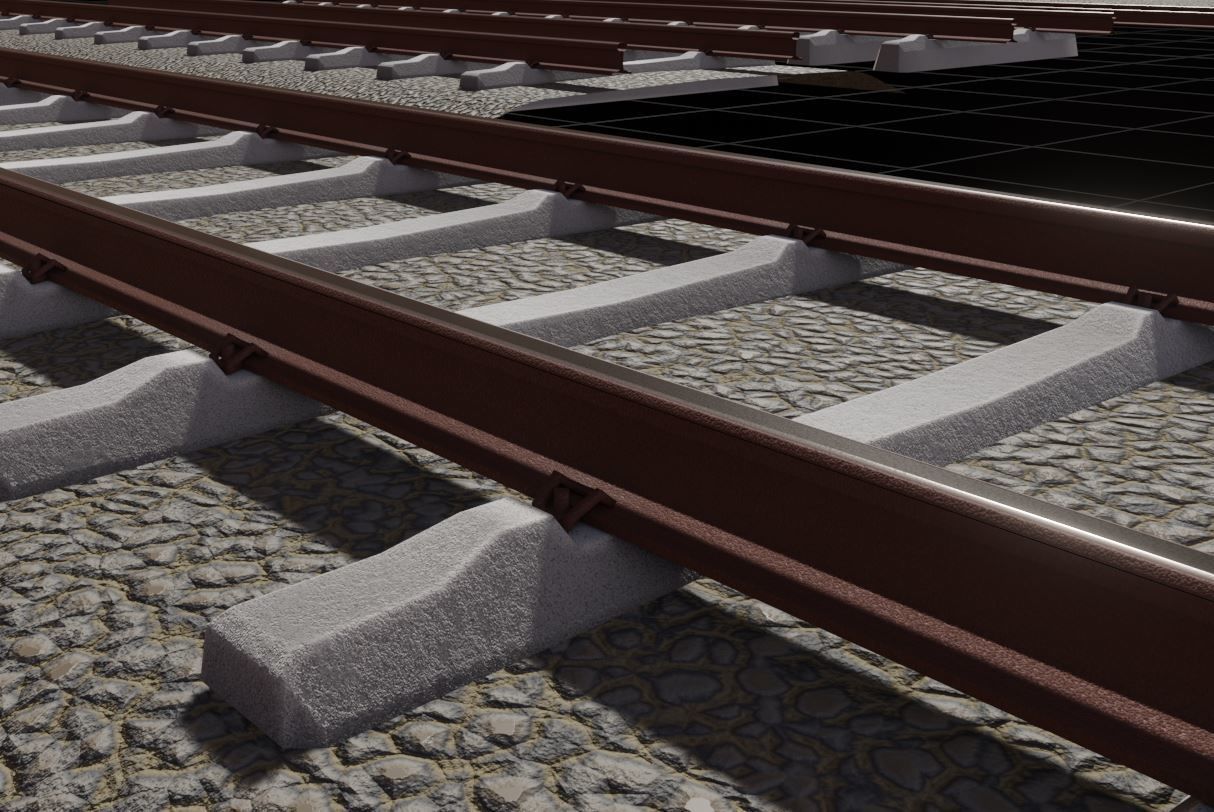 Railway Tracks - Procedural Shader Nodes - Curve-Based Editable 3D model_3