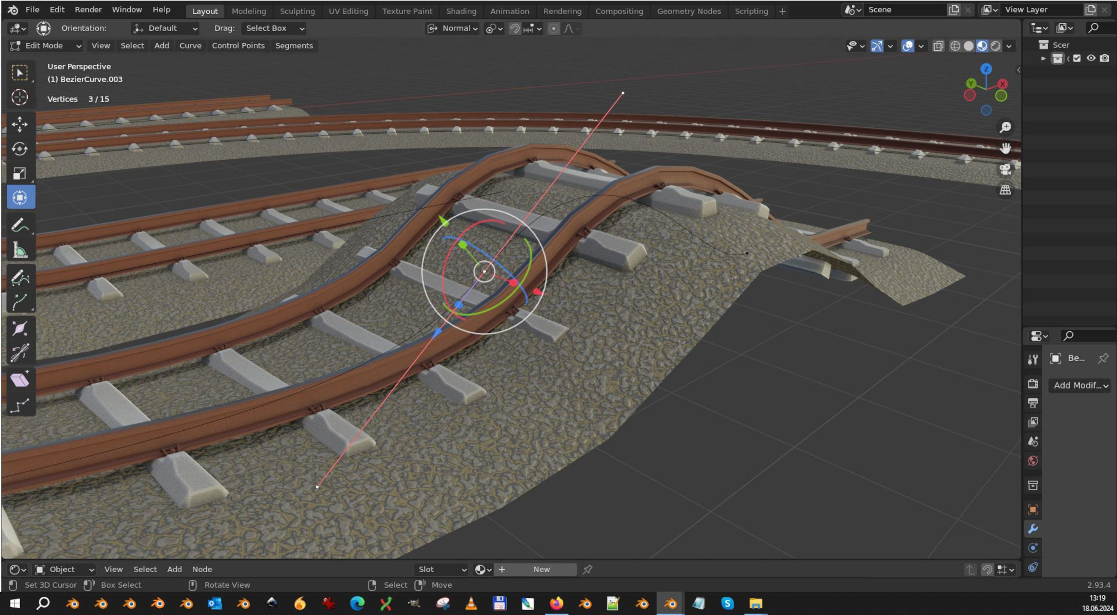 Railway Tracks - Procedural Shader Nodes - Curve-Based Editable 3D model_9