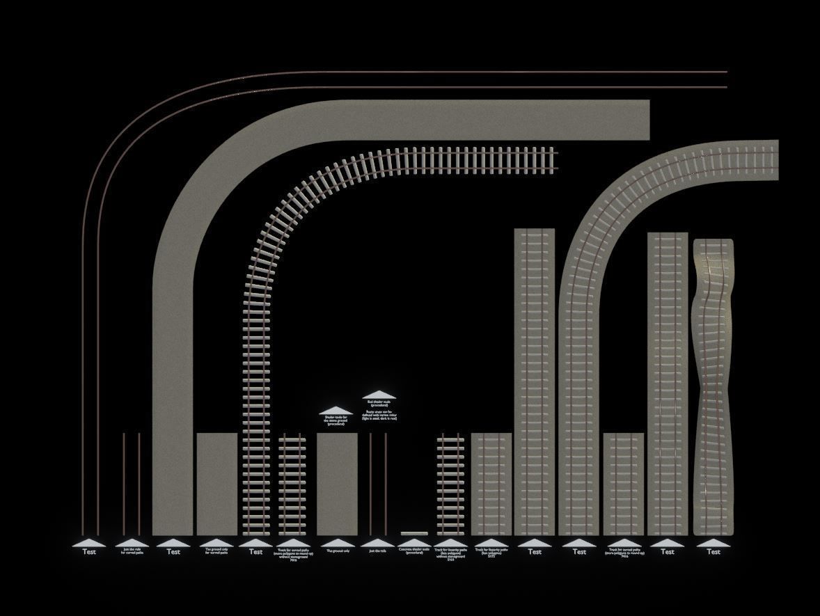 Railway Tracks - Procedural Shader Nodes - Curve-Based Editable 3D model_7