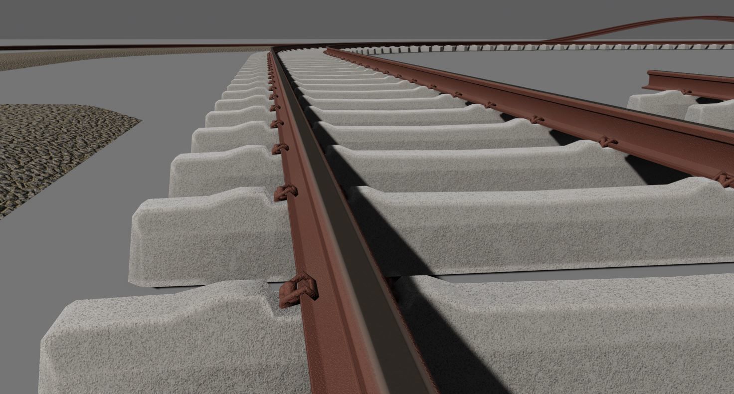 Railway Tracks - Procedural Shader Nodes - Curve-Based Editable 3D model_10
