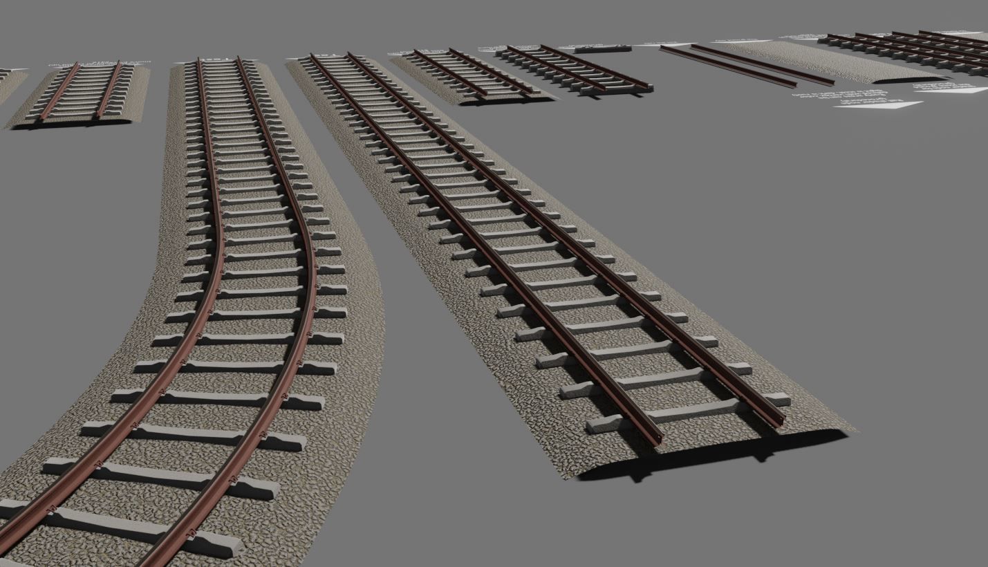 Railway Tracks - Procedural Shader Nodes - Curve-Based Editable 3D model_11